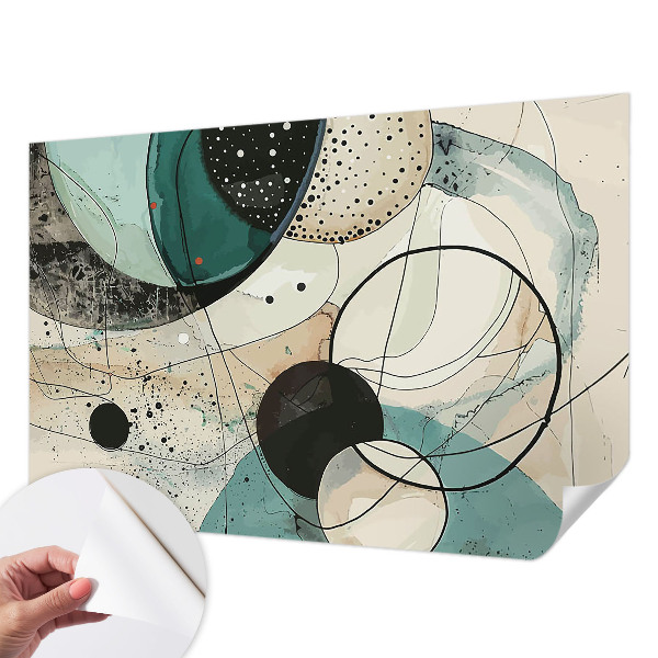 Peel and stick wall mural for kids' room with a colorful circles design