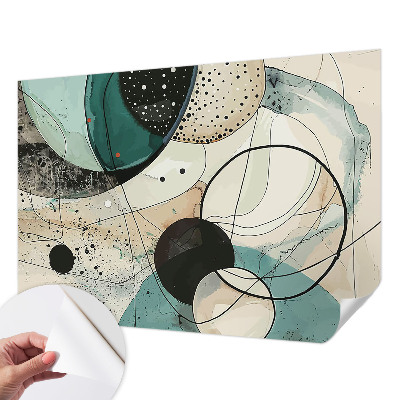 Peel and stick wall mural for kids' room with a colorful circles design