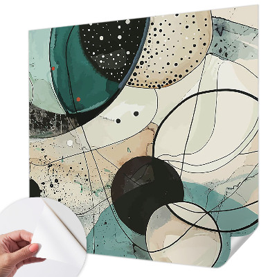 Peel and stick wall mural for kids' room with a colorful circles design