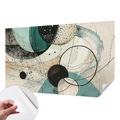 Peel and stick wall mural for kids' room with a colorful circles design