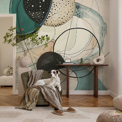 Peel and stick wall mural for kids' room with a colorful circles design