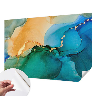 3D wall mural with colorful wave design