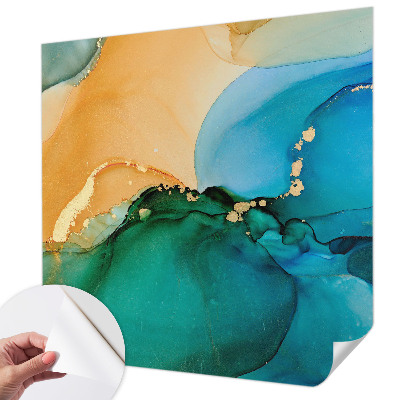 3D wall mural with colorful wave design