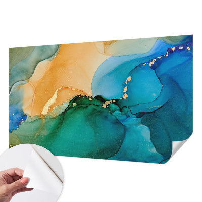 3D wall mural with colorful wave design