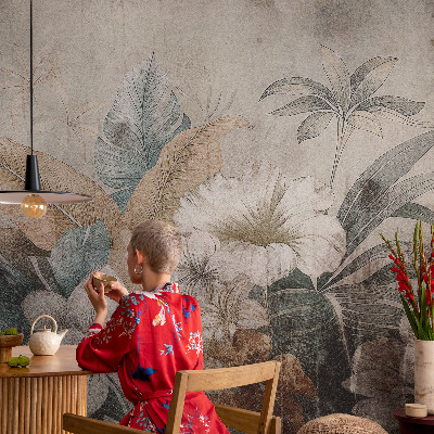 Peel and stick wall mural for living room with the Flower Dream design
