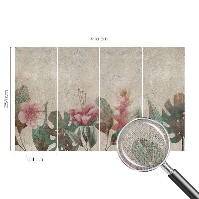 3D photo wallpaper mural with a subtle flora motif