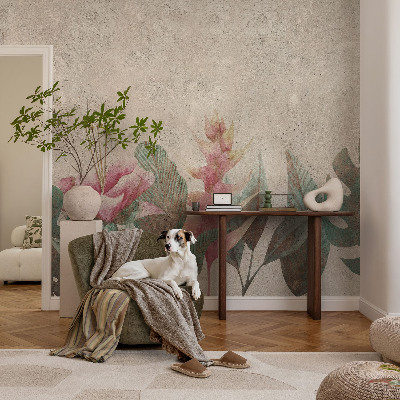 3D photo wallpaper mural with a subtle flora motif