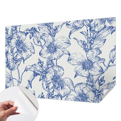 Peel and stick wall mural for bedroom with flowering branches motif