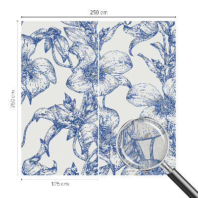 Peel and stick wall mural for bedroom with flowering branches motif