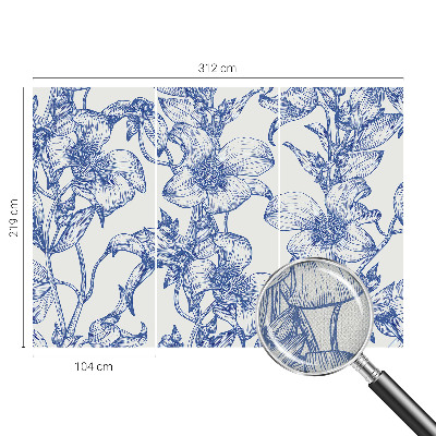 Peel and stick wall mural for bedroom with flowering branches motif
