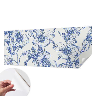 Peel and stick wall mural for bedroom with flowering branches motif