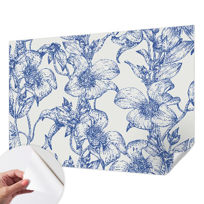 Peel and stick wall mural for bedroom with flowering branches motif