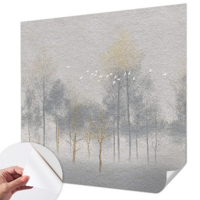 Children's wall mural with a forest harmony design