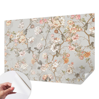 Nursery wall mural with a romantic pattern