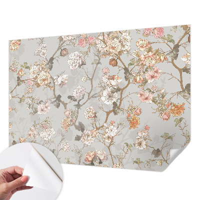Nursery wall mural with a romantic pattern