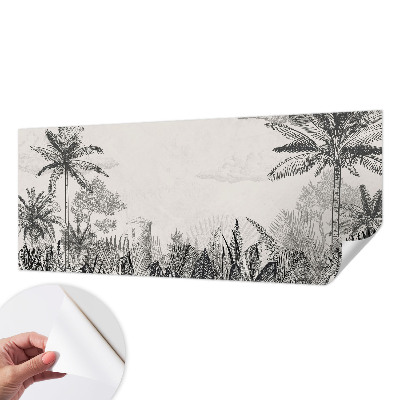 Peel and stick wallpaper mural with a tropical scenery design