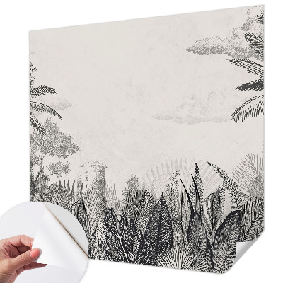Peel and stick wallpaper mural with a tropical scenery design