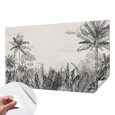 Peel and stick wallpaper mural with a tropical scenery design