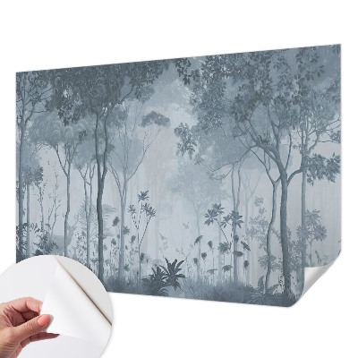Self-adhesive wall mural with a mystical forest motif
