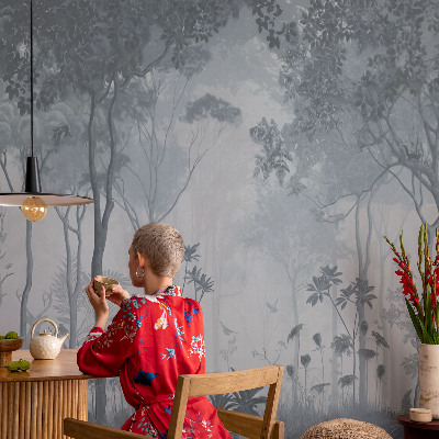 Self-adhesive wall mural with a mystical forest motif