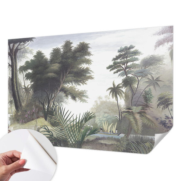 Baby room wall mural with an exotic landscape design