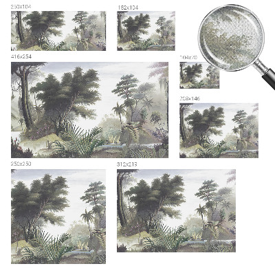 Baby room wall mural with an exotic landscape design