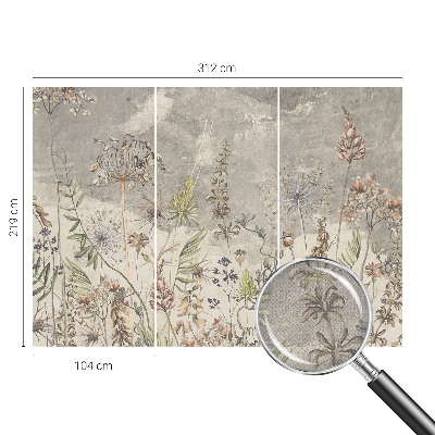 Stick-on wall mural with a wild plants motif