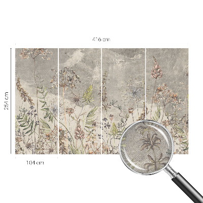 Stick-on wall mural with a wild plants motif