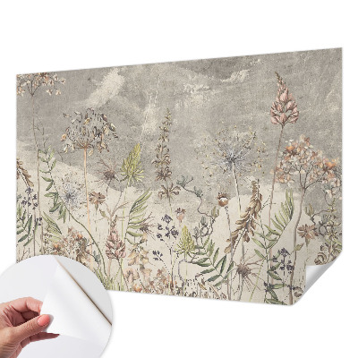 Stick-on wall mural with a wild plants motif