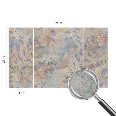 Removable wall mural with an abstract leaves design