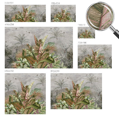 Peel and stick wall mural for bedroom with an exotic jungle design