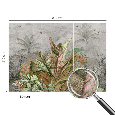 Peel and stick wall mural for bedroom with an exotic jungle design