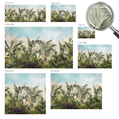 Peel and stick wall mural for living room with a tropical paradise design