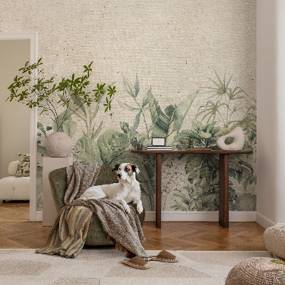 3D photo wallpaper mural with a tropical jungle motif