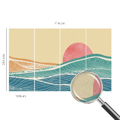 3D wall mural with a sea waves motif