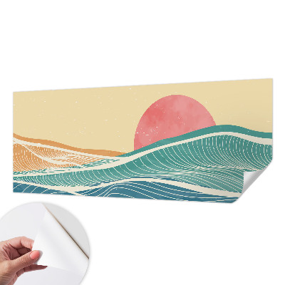 3D wall mural with a sea waves motif