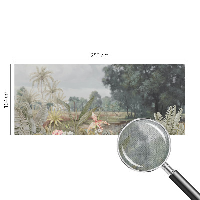 Nursery wall mural with an exotic landscape design