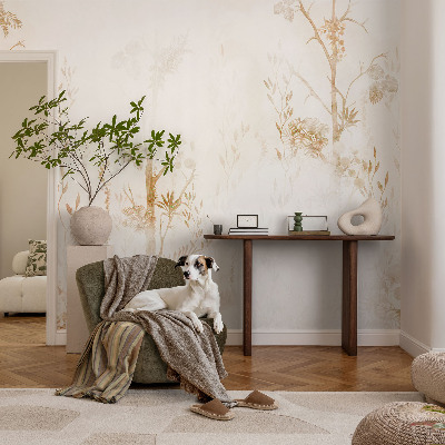Baby room wall mural with a botanical elegant design