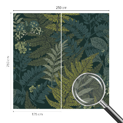Self-adhesive wall mural with a green elegant botanical design