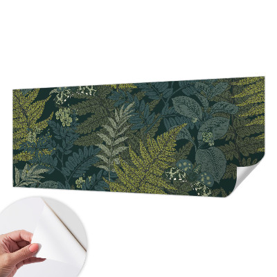 Self-adhesive wall mural with a green elegant botanical design