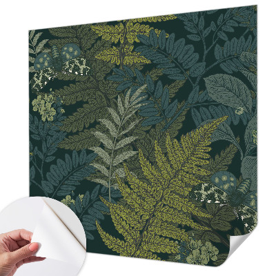 Self-adhesive wall mural with a green elegant botanical design