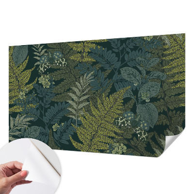 Self-adhesive wall mural with a green elegant botanical design