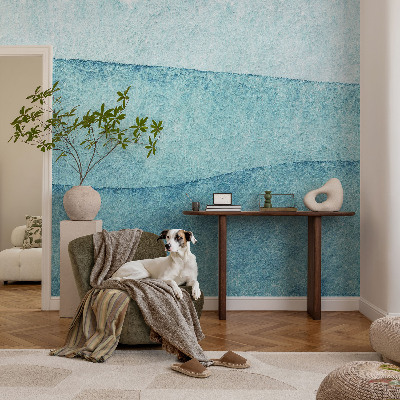 Peel and stick wallpaper mural Blue waves