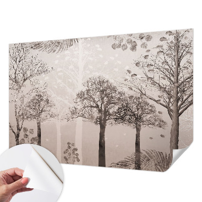 Self-adhesive photo wallpaper with a delicate trees design