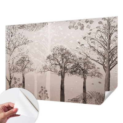 Self-adhesive photo wallpaper with a delicate trees design