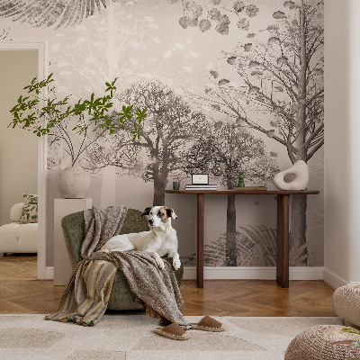 Self-adhesive photo wallpaper with a delicate trees design