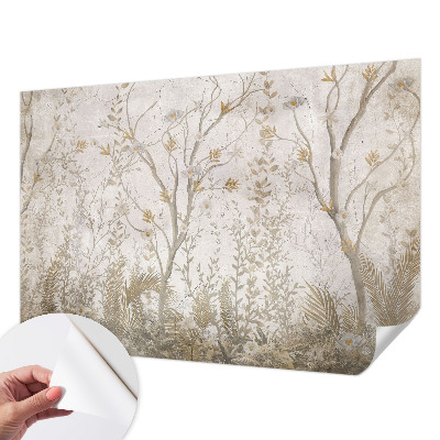 Stick-on wall mural with a forest corner motif