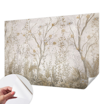 Stick-on wall mural with a forest corner motif