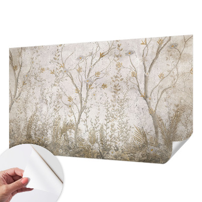 Stick-on wall mural with a forest corner motif
