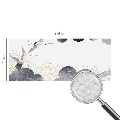Removable wall mural with a cranes in flight design